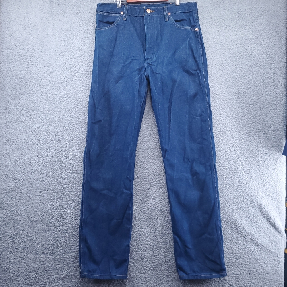 Wrangler Mens Size 13MVZ W34 x L34 Cowboy Cut Straight Leg Dark Blue Denim Jeans